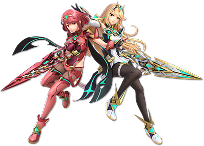 Pyra & Mythra as appearing in Super Smash Bros. Ultimate.