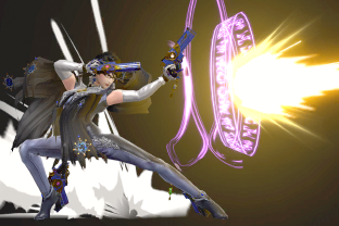 Bayonetta performing the move Bullet Climax.