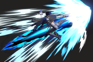 Bayonetta performing the move Heel Slide.