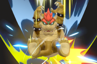 Bowser performing the move Bowser Bomb.