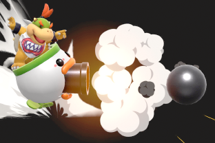 Bowser Jr. performing the move Clown Cannon.
