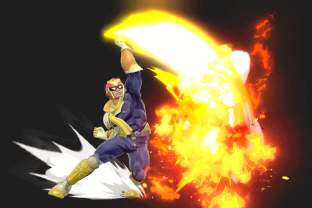 Captain Falcon performing the move Raptor Boost.