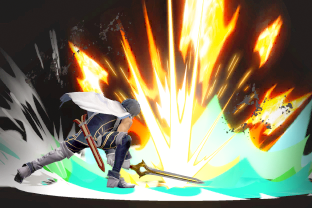 Chrom performing the move Flare Blade.