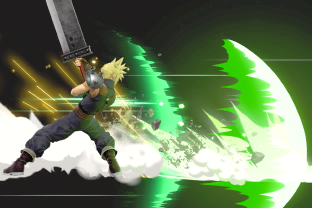 Cloud performing the move Blade Beam.