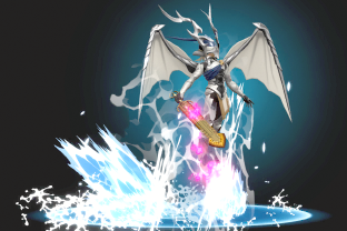 Corrin performing the move Dragon Ascent.