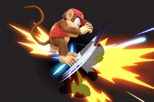 Diddy Kong performing the move Monkey Flip.