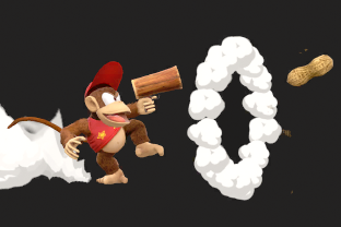 Diddy Kong performing the move Peanut Popgun.