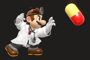 Dr. Mario performing the move Megavitamins.