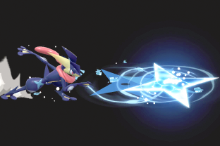 Greninja performing the move Water Shuriken.