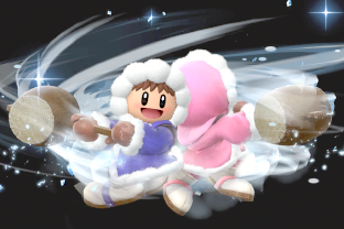 Ice Climbers performing the move Squall Hammer.