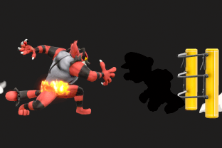 Incineroar performing the move Alolan Whip.