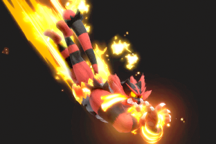 Incineroar performing the move Cross Chop.