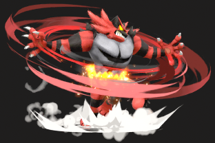 Incineroar performing the move Darkest Lariat.