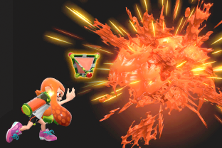 Inkling performing the move Splat Bomb.