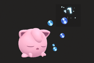 Jigglypuff performing the move Rest.