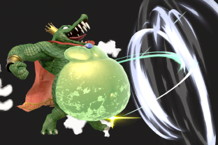 King K. Rool performing the move Gut Check.