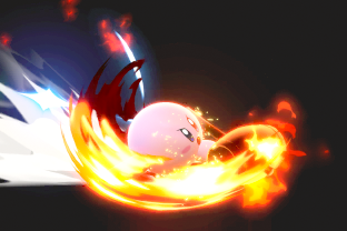 Kirby performing the move Hammer Flip.