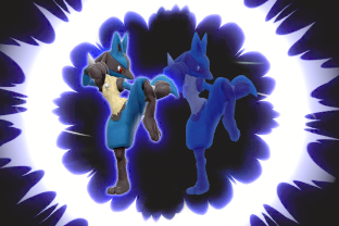 Lucario performing the move Double Team.