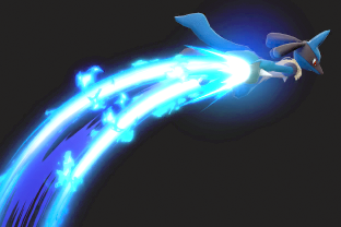 Lucario performing the move Extreme Speed.