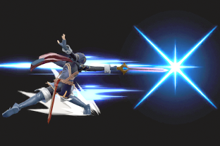 Lucina performing the move Shield Breaker.