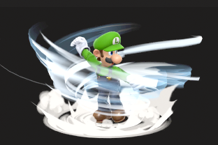 Luigi performing the move Luigi Cyclone.