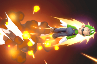 Luigi performing the move Green Missile.