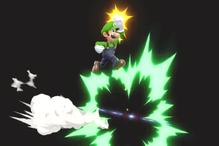 Luigi performing the move Super Jump Punch.