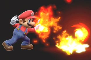 Mario performing the move Fireball.