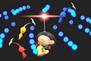 Olimar performing the move Pikmin Order.