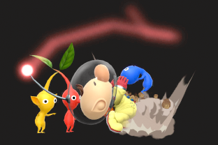 Olimar performing the move Pikmin Pluck.