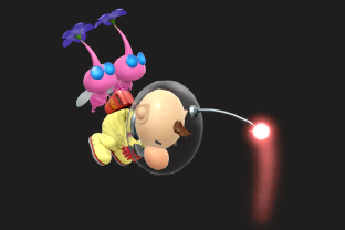 Olimar performing the move Winged Pikmin.