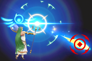 Palutena performing the move Autoreticle.