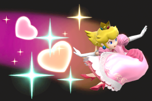 Peach performing the move Peach Bomber.