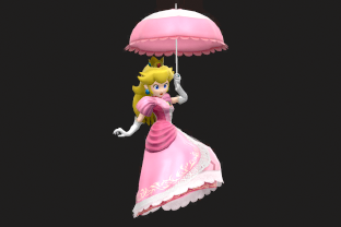 Peach performing the move Peach Parasol.