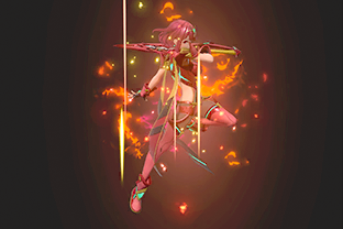 Pyra performing the move Flame Nova in Super Smash Bros. Ultimate.