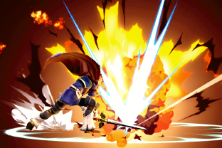 Roy performing the move Flare Blade.
