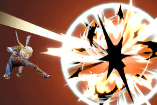 Sheik performing the move Burst Grenade.