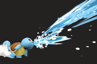 Squirtle performing the move Water Gun.