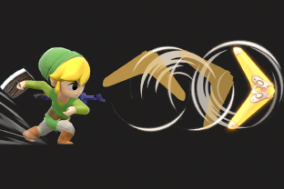 Toon Link performing the move Boomerang.