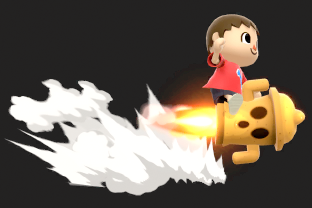Villager performing the move Lloid Rocket.