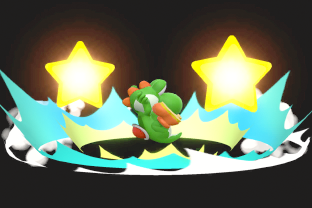 Yoshi performing the move Yoshi Bomb.