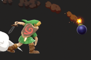 Young Link performing the move Bomb.