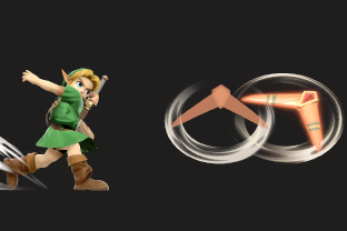 Young Link performing the move Boomerang.