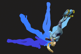 Zero Suit Samus performing the move Flip Jump.