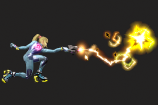 Zero Suit Samus performing the move Plasma Whip.